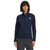 A woman with short dark hair stands against a white background, wearing gray pants and a navy blue The North Face Women's Canyonlands Full Zip Jacket, her arms relaxed by her sides.