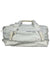 Light gray duffel bag with front logo and side loop handles