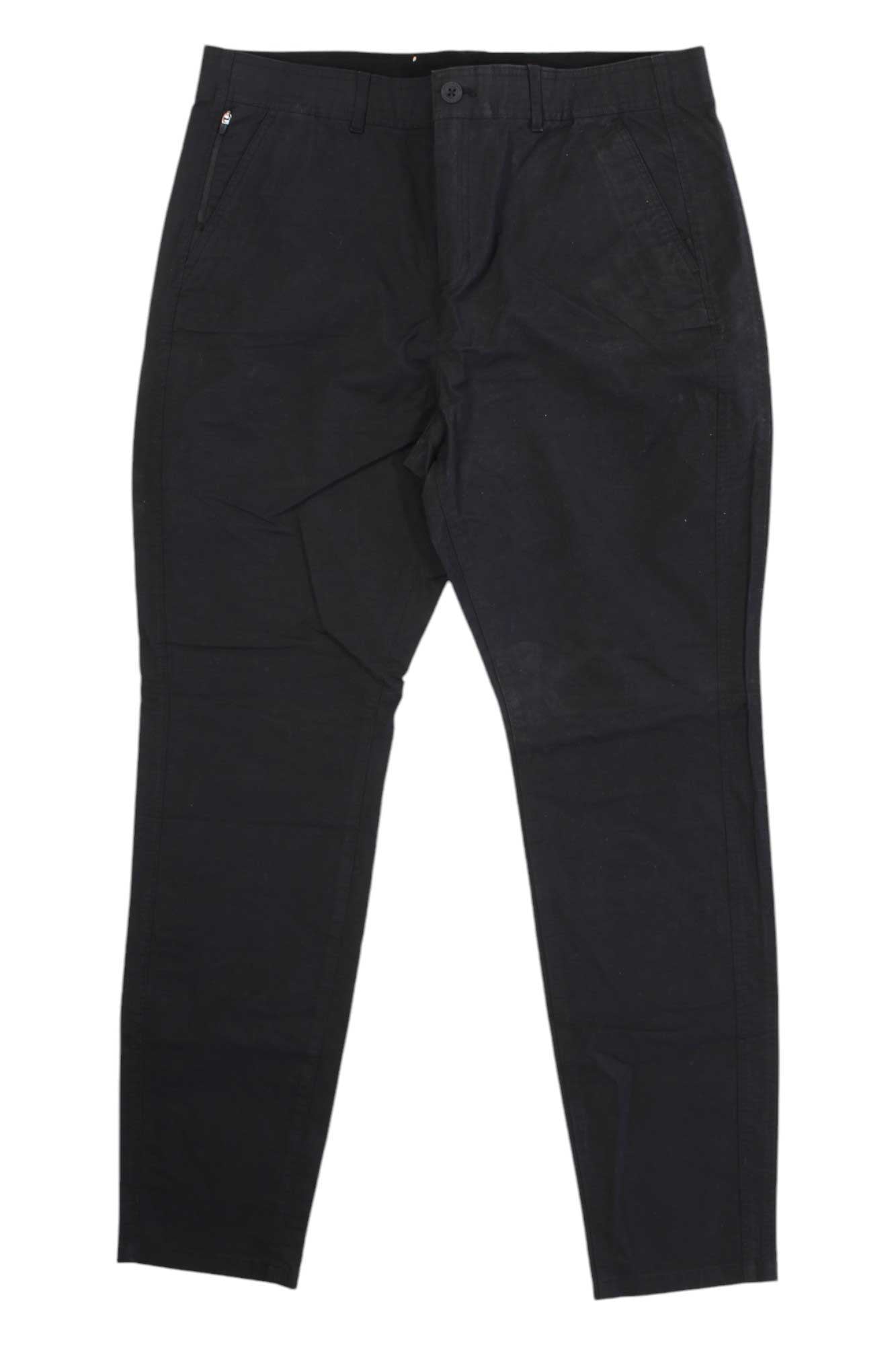 Women’s high-rise chino pants, black, button closure with front pockets