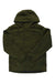 The Sherpa Mens Tsering Jacket is olive green with long sleeves, two flap chest pockets, a zip closure, hood drawstrings, and a lightweight, casual style.