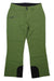 The Obermeyer Womens Malta Pant is an olive green ski pant featuring a zippered right hip pocket, black reinforced cuffs, belt loops, a button waistband closure, and a waterproof finish for extra protection.