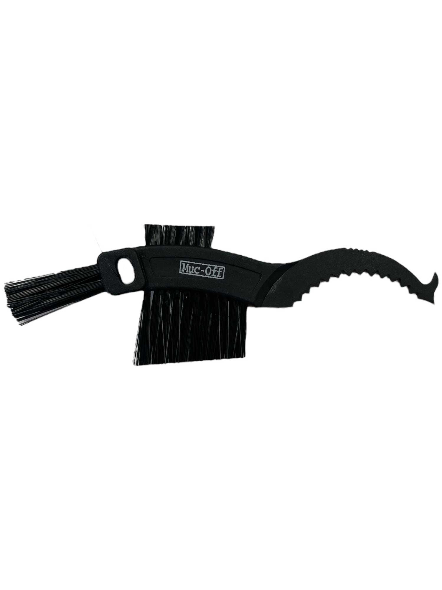 Muc-Off claw brush with black bristles and angled handle