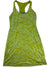 The Omni Shade Sports Dress is a sleeveless, racerback, knee-length dress in bright green with a white paisley print. Made from lightweight fabric with cooling technology, it’s perfect for casual wear on warm days.