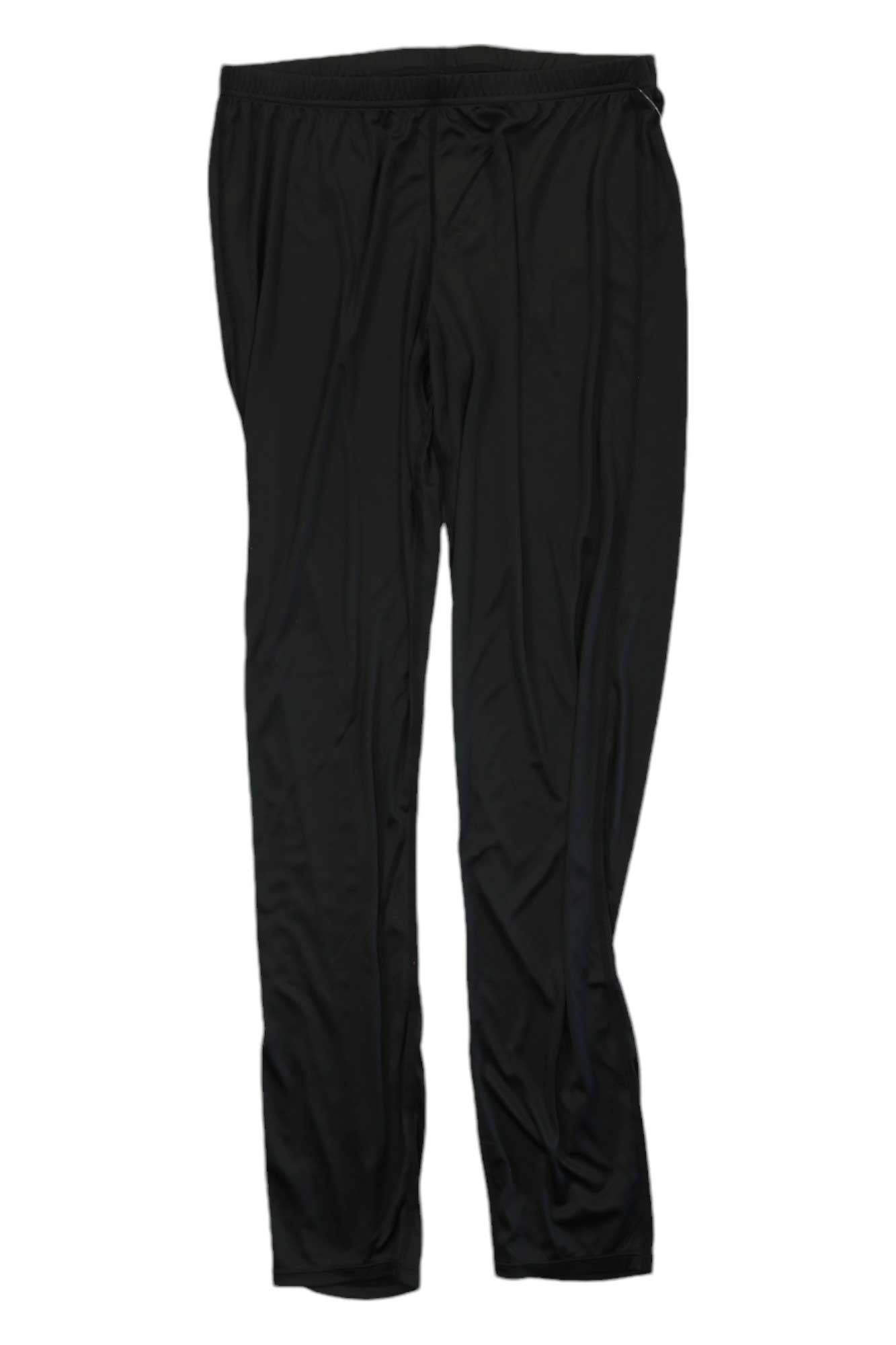 Hot Chillys Womens Peachskins Solid Bottom: plain black athletic pants with an elastic waistband and moisture-wicking fabric, displayed flat on a white background.