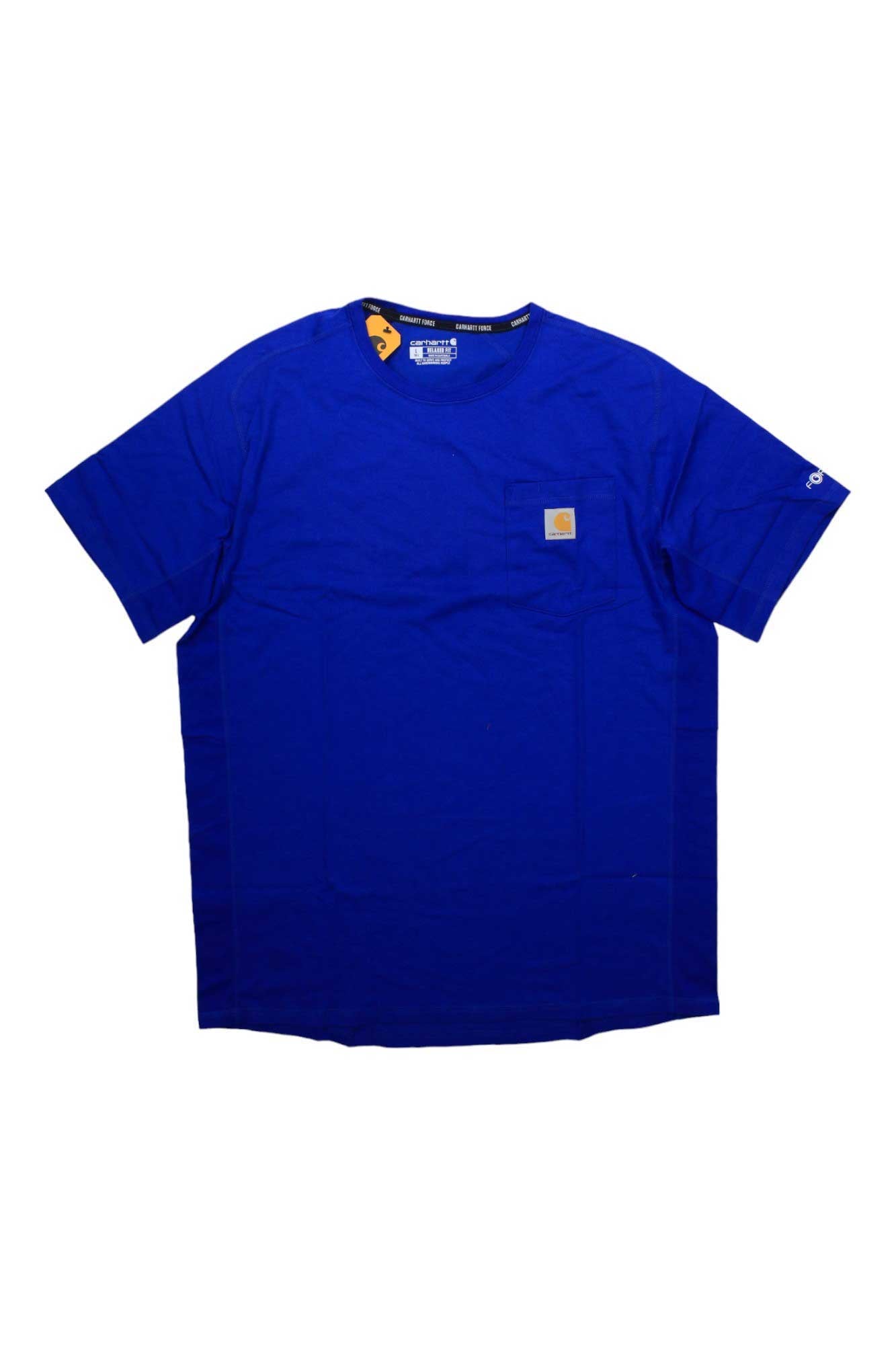 Carhartt men’s Force relaxed-fit pocket T-shirt, royal blue, short sleeves