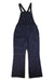 The Obermeyer Womens Malta Overalls Bib in navy blue features adjustable shoulder straps, a front chest pocket, side zipper pockets, and wide legs. These waterproof ski overalls are shown laid flat on a white background.