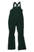 Avalon Bib Pants are dark green women's snow bibs with adjustable black straps, a front zipper, multiple pockets, and slightly flared legs—ideal winter outerwear for outdoor activities, blending style and comfort.