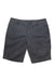 A pair of Toad & Co Men's Mission Ridge 10.5 Inch Shorts in dark gray organic cotton, featuring front pockets, belt loops, and a button closure, displayed flat on a white background.