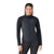 A woman with long curly hair smiles against a plain white background, wearing the Smartwool Womens Intraknit Active Full Zip Jacket and black pants.
