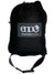 DoubleNest hammock carry bag in black with logo patch and adjustable webbing strap