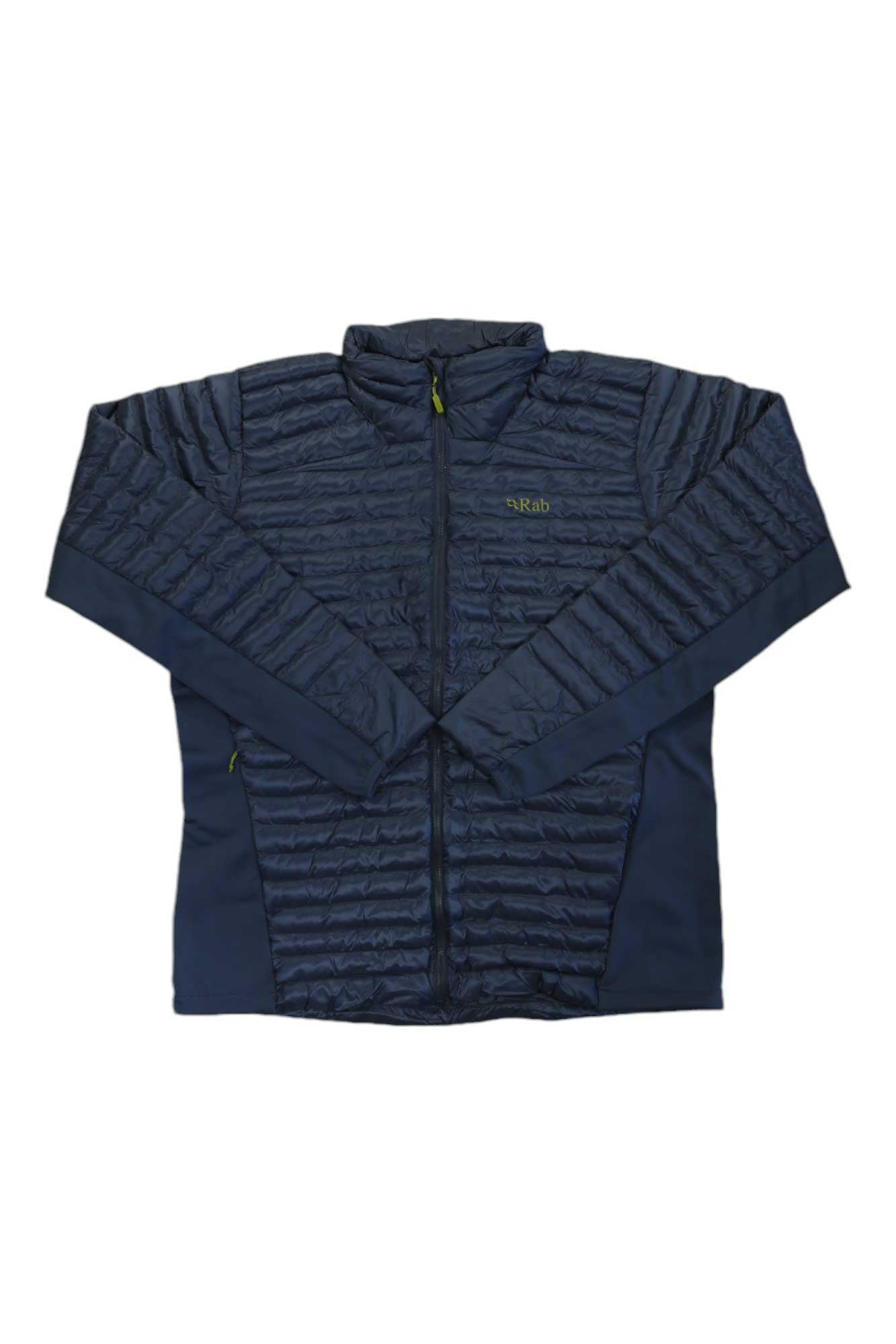 Men's dark blue quilted puffer jacket, full-zip stand collar