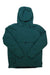 A Spyder Mens All Out Anorak insulated ski jacket in dark green, featuring long sleeves and a front zipper, is laid flat on a white background.