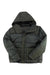 The Cotopaxi Men's Solazo Down Parka, a dark green insulated winter jacket with a hood, front zipper, and two large front pockets, is laid flat on a white background.