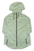 Women’s wind jacket with hood, light green, full-zip front and side zip pockets.