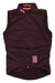 The Rapha Men's Pro Team Insulated Gilet is a sleeveless, dark maroon cycling vest with a high collar, front zipper, RAPHA logo on the collar, and pink horizontal stripes near the hem.