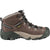 KEEN men's mid-height waterproof hiking boots in brown with gray sole and strap detail