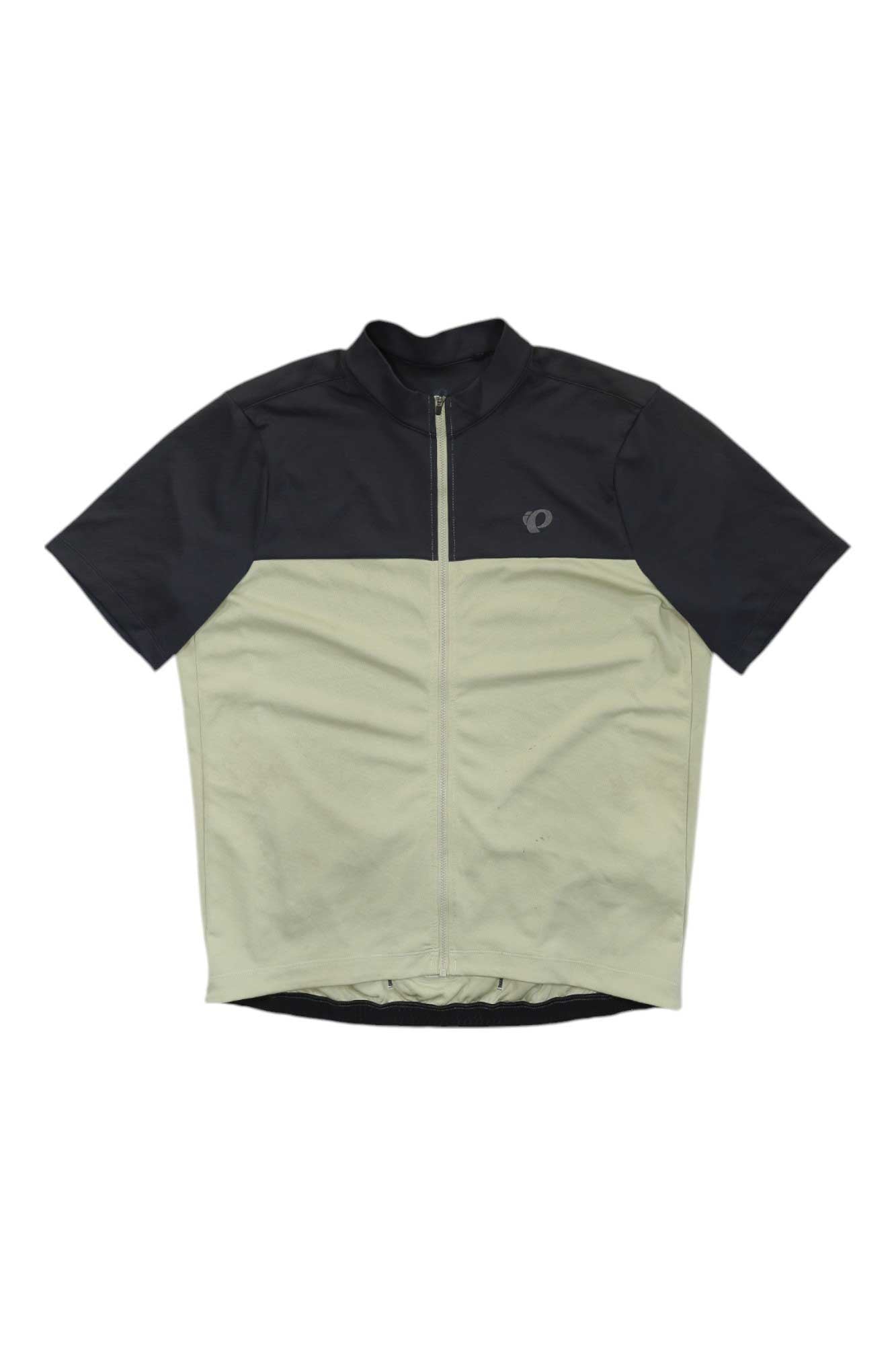 Men's cycling jersey: black and tan short-sleeve half-zip with logo