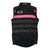 Men's black insulated cycling gilet with full zip, pink band and red RCC lettering