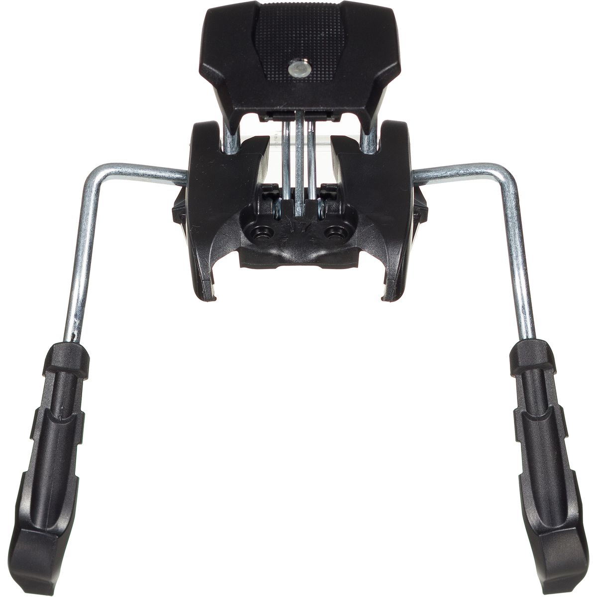 Black ski binding brake accessory with two side arms and central mounting plate