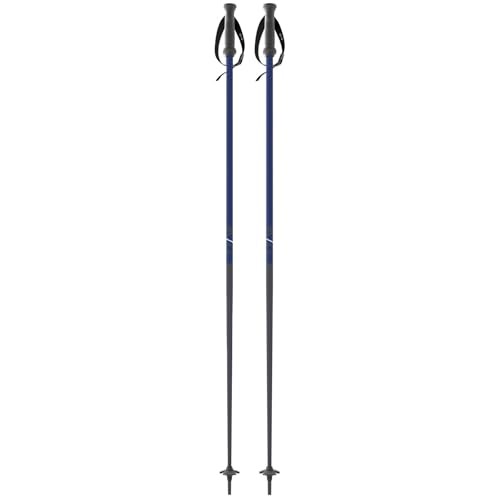 Pair of ski poles, asphalt dark gray, 125 cm, with black baskets and grips