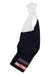 The Rapha Mens Brevet Bib Shorts in navy blue feature white mesh shoulder straps and a pink and black logo patch near the leg hem, designed for long-distance cycling comfort.