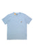 The Carhartt Womens WK87 Workwear Pocket SS T-Shirt is a light blue, short-sleeve tee with a left chest pocket and small square logo patch, made from moisture-wicking fabric and displayed flat on a white background.
