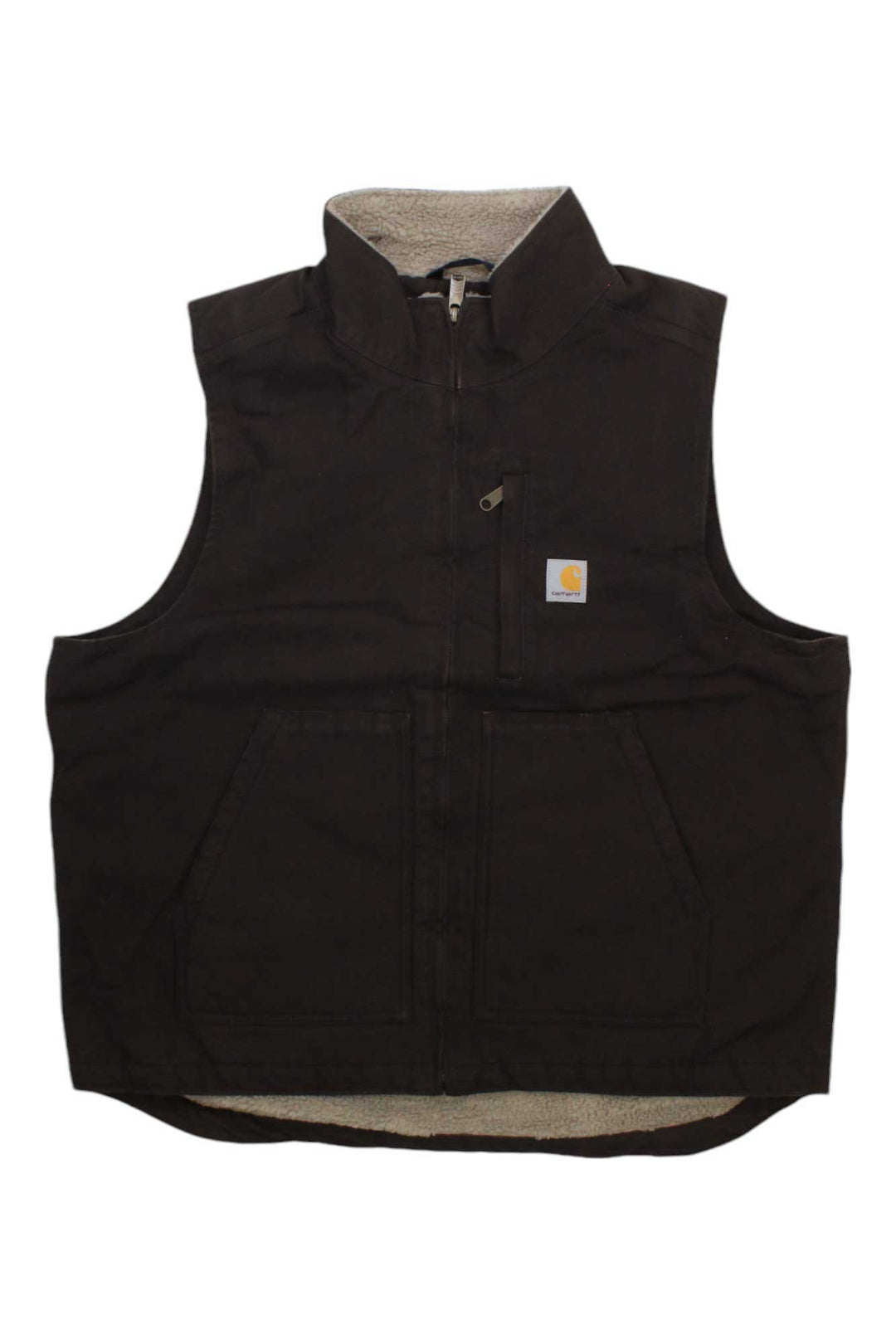 Carhartt Mens Washed Duck Sherpa-Lined Mockneck Vest Carhartt