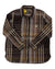 The Carhartt Women's Loose Fit Heavyweight Twill LS Plaid Shirt is a button-up with long sleeves, brown-yellow-beige plaid, two chest pockets, and a small logo tag on the left pocket.