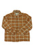The Marmot Womens Ridgefield Heavyweight Sherpa-Lined Flannel Jacket is a brown and white plaid long-sleeve button-up with two front chest pockets—ideal for chilly days as a cozy flannel jacket.