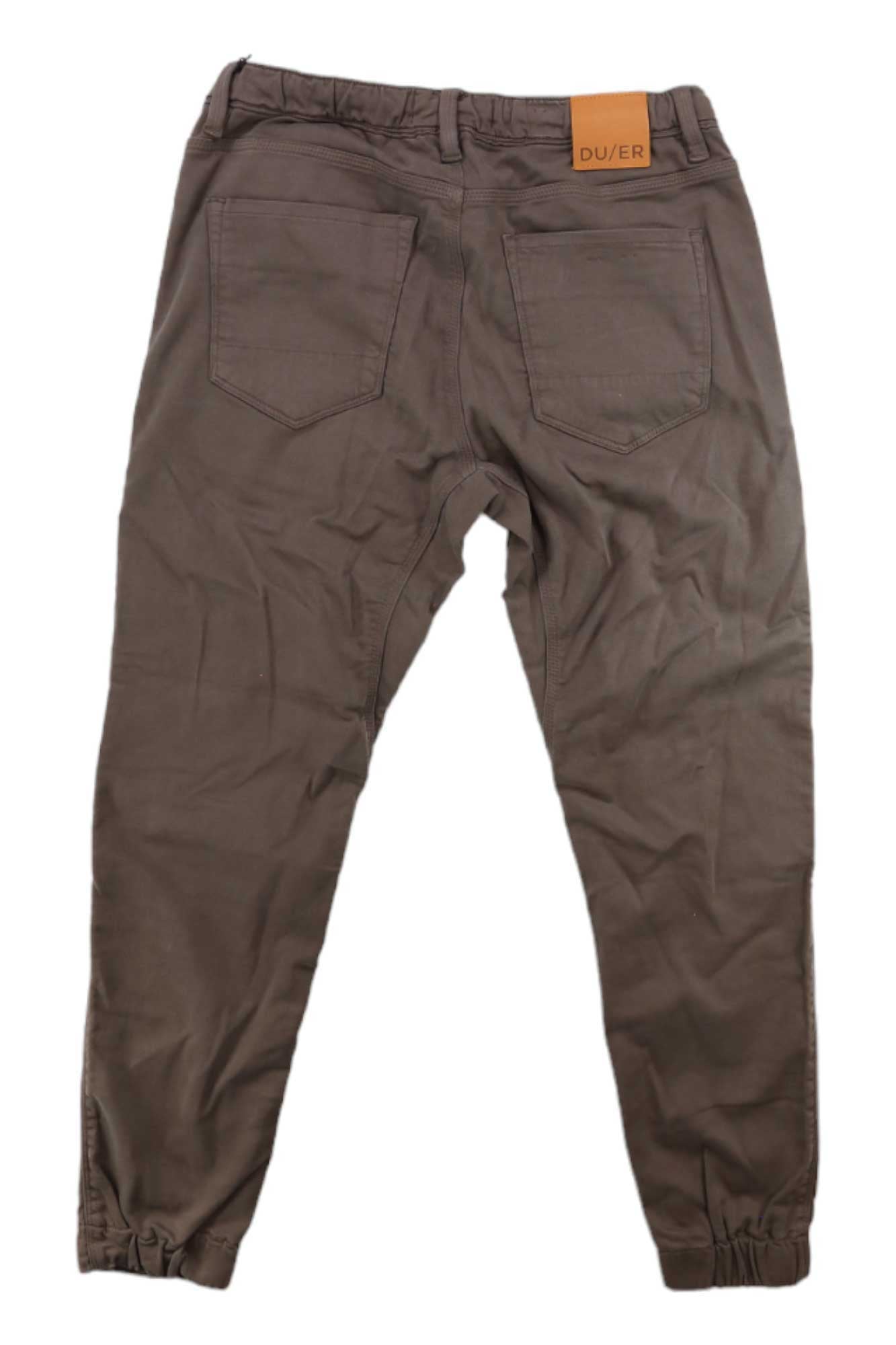 Men's DU/ER no-sweat jogger pants, brown, front pockets, tapered ankle cuffs