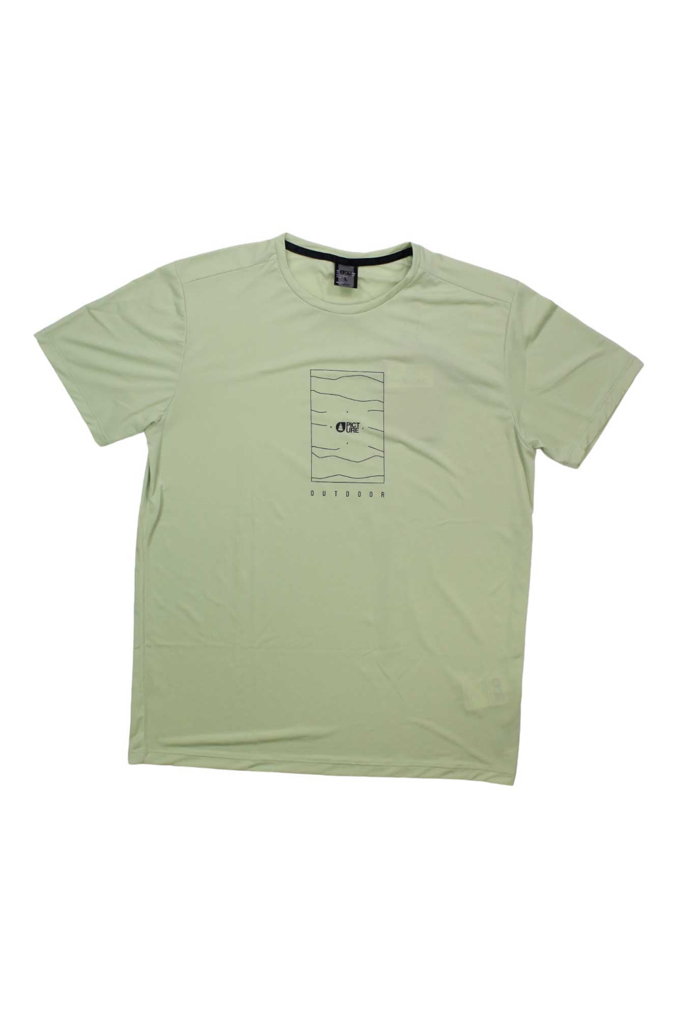 Men's tech T-shirt in swamp green, crew neck, short sleeve graphic on chest