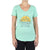 Women's mint green V-neck short-sleeve tee with front graphic and relaxed fit