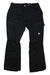 A pair of black Burton Womens Gloria Pant featuring zippered pockets, Thermacore Stretch insulation, and a small white mountain logo on the left thigh is laid flat on a white background.