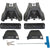 Pair of Rhino Rack roof rack legs, dark grey, with base caps and keys.