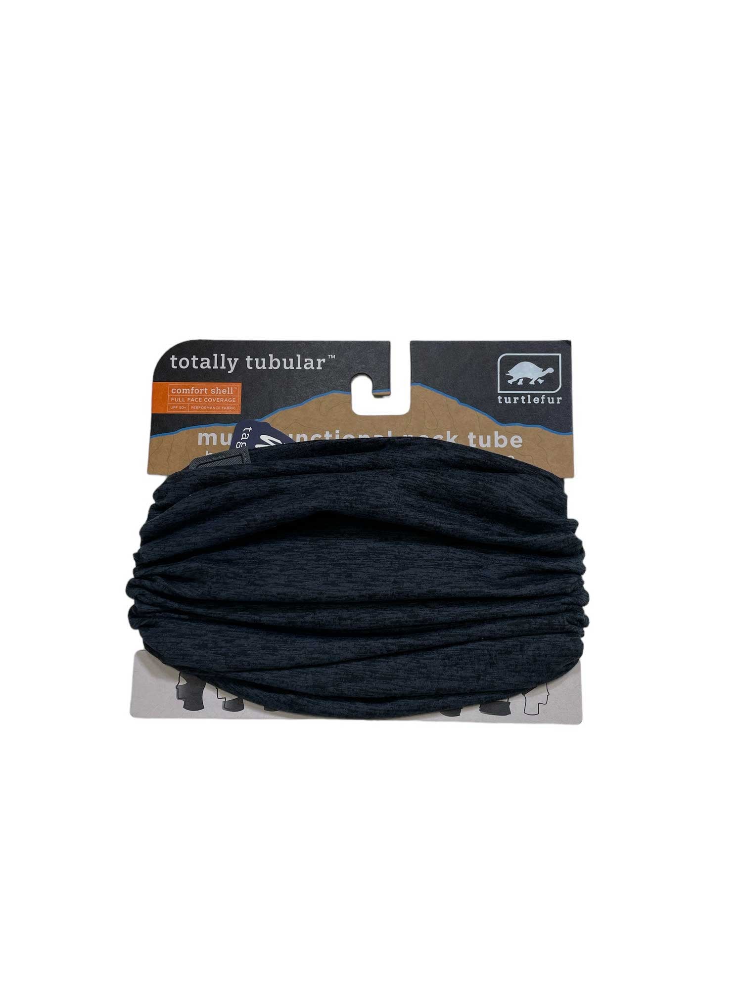 Womens knit neck warmer tube, dark charcoal, one size