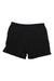 Janji Men's 7 Inch AFO Traverse 2-in-1 Shorts for men in black, featuring an elastic waistband and side pockets. Made from lightweight, breathable fabric, these trail performance shorts are shown laid flat on a white background.