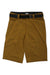 A pair of Mons Royale Mens Virage Bike Shorts in mustard yellow, crafted from soft Merino wool with a black adjustable waistband, displayed flat on a white background.