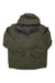 Men's hooded shell jacket with full zipper, dark olive green