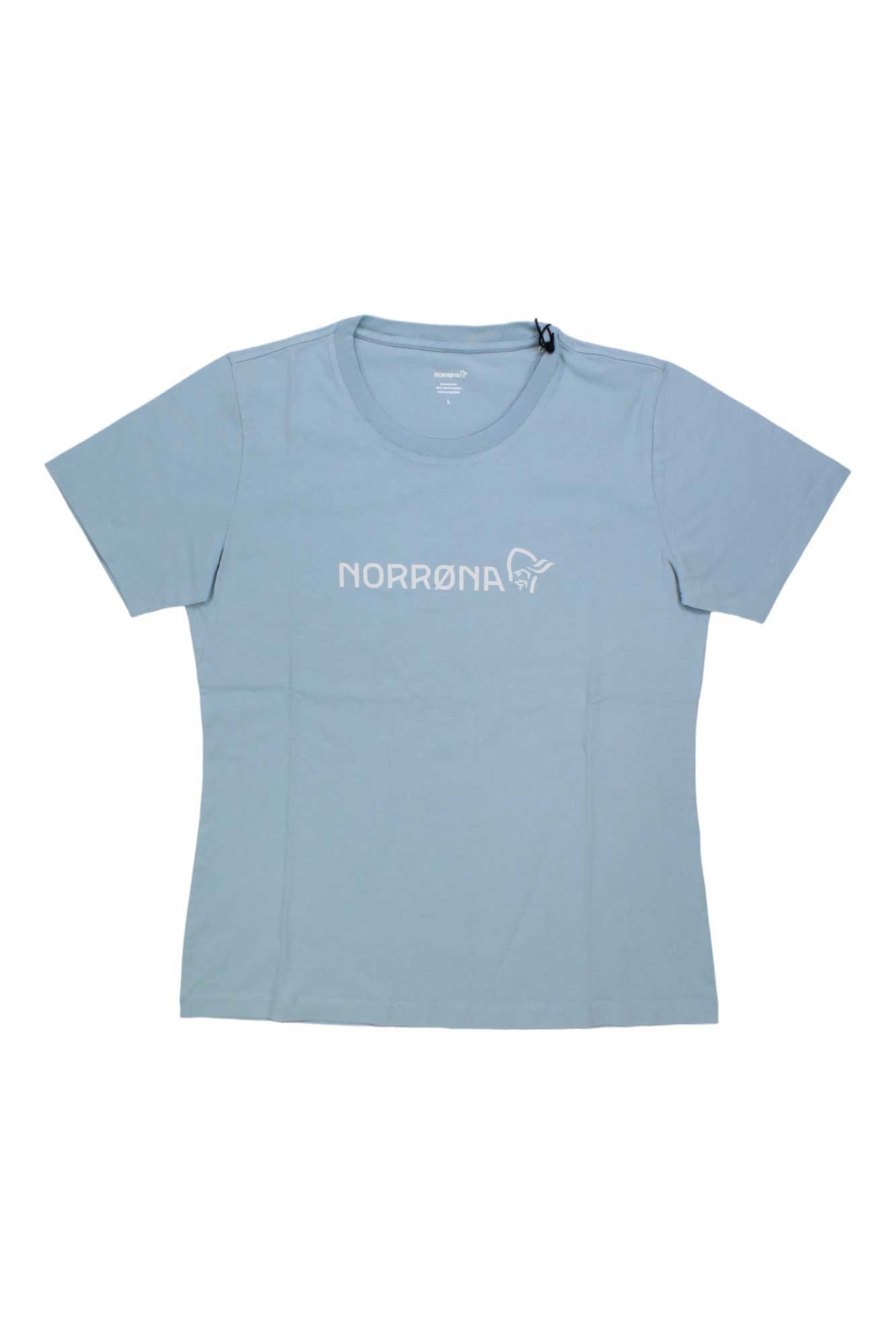 Women's cotton T-shirt, light blue with Norrona logo on chest