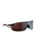 Tifosi Tsali Sunglasses with wraparound black frames and dark, reflective UV-protective lenses feature a white and black logo on the side. Displayed against a plain white background.