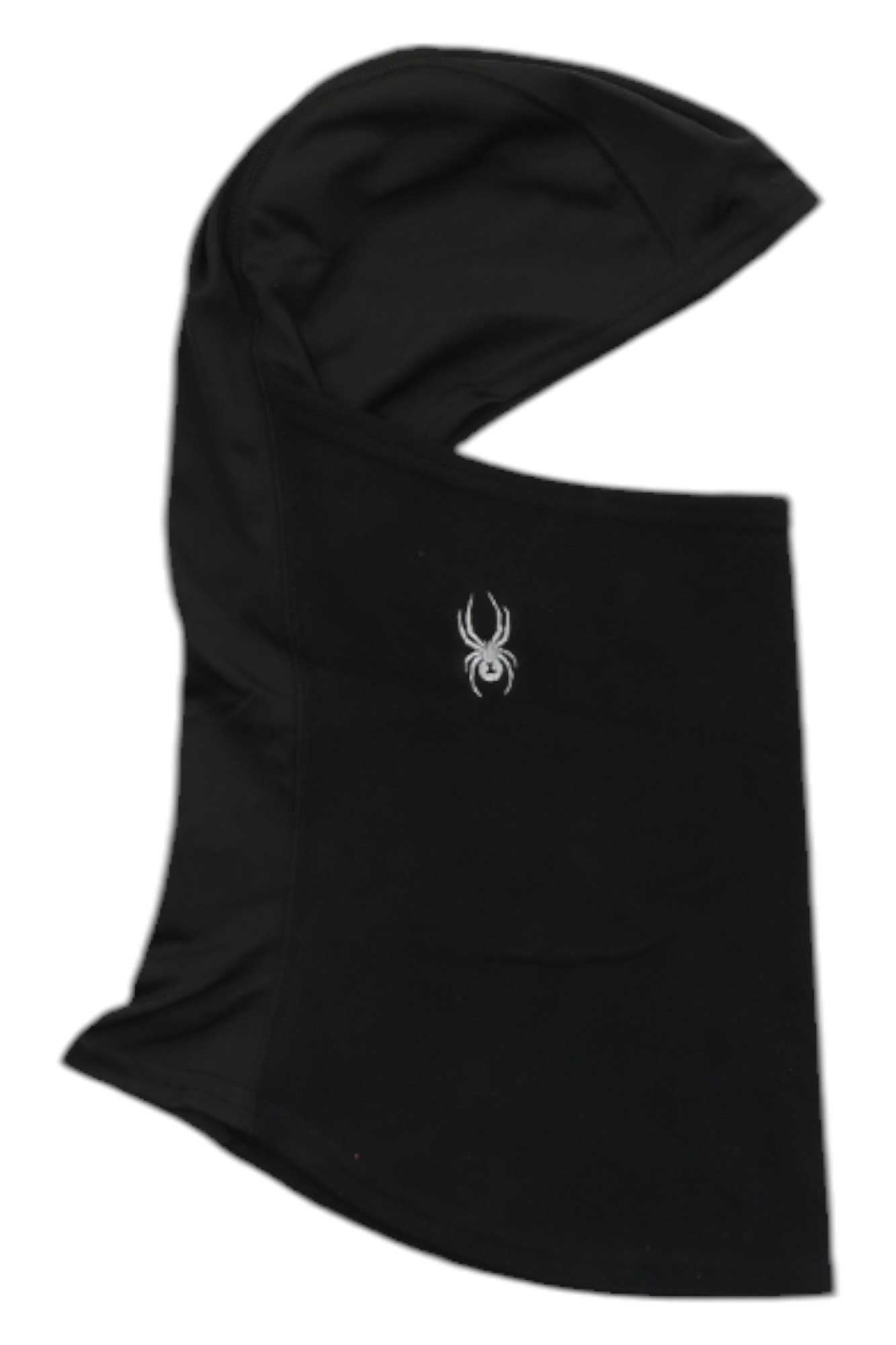 Black boys' balaclava with face opening and embroidered white spider emblem