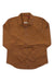 Women’s brown dirt shirt, collared long-sleeve with front buttons and chest pocket