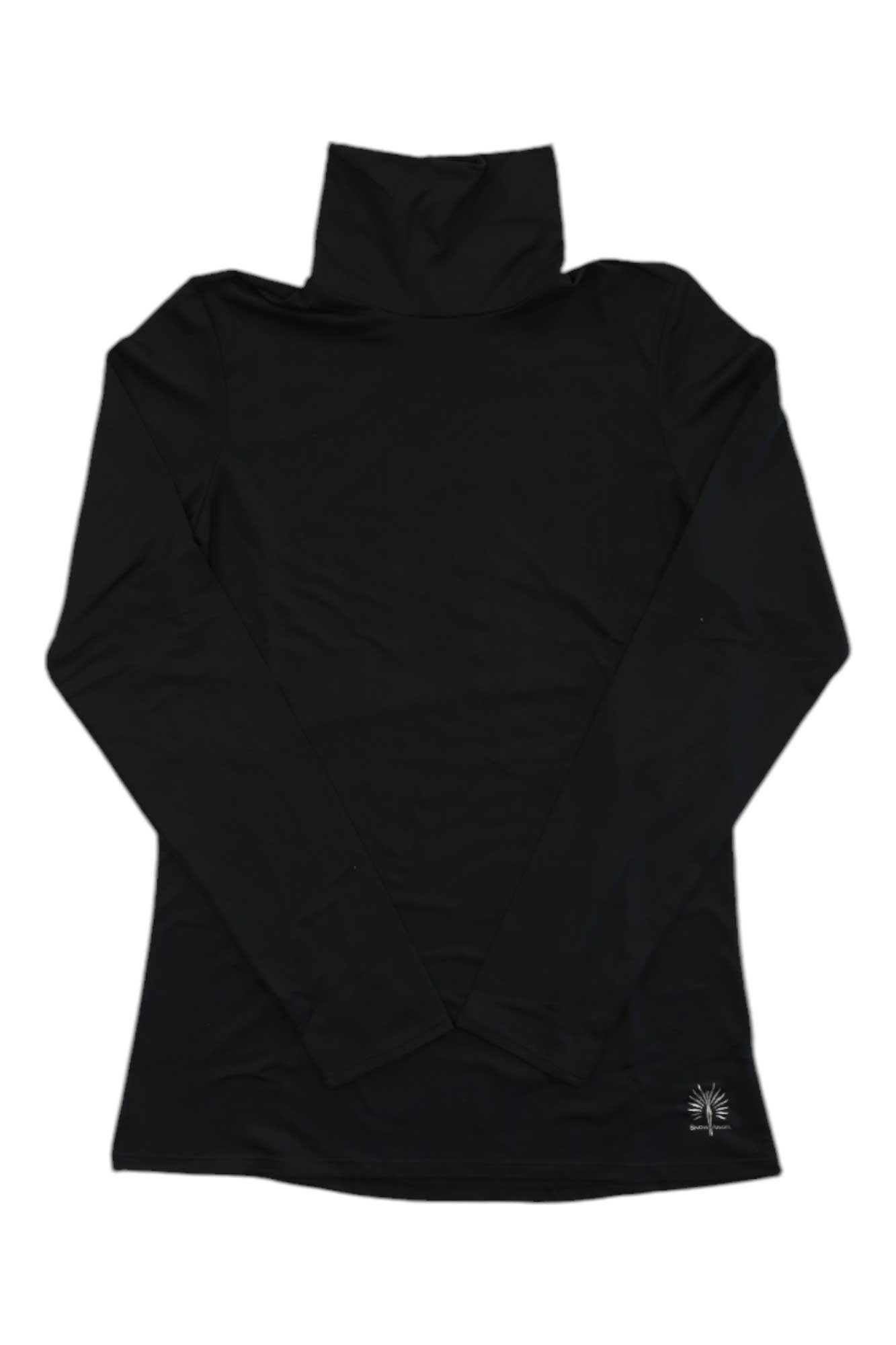 Women's high t-neck top, black, long sleeves