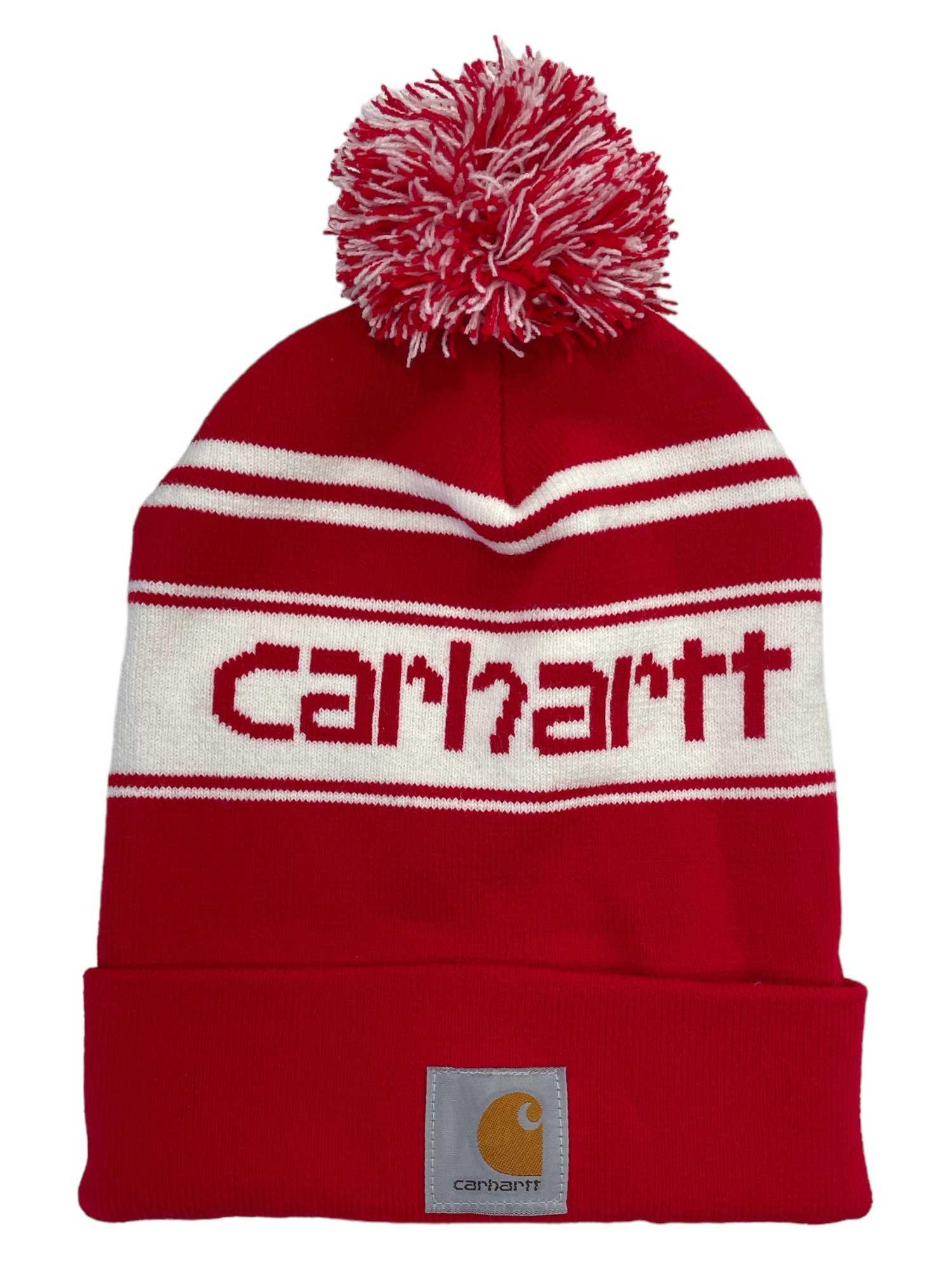 Carhartt Mens Knit Pom-Pom Cuffed Logo Beanie Carhartt