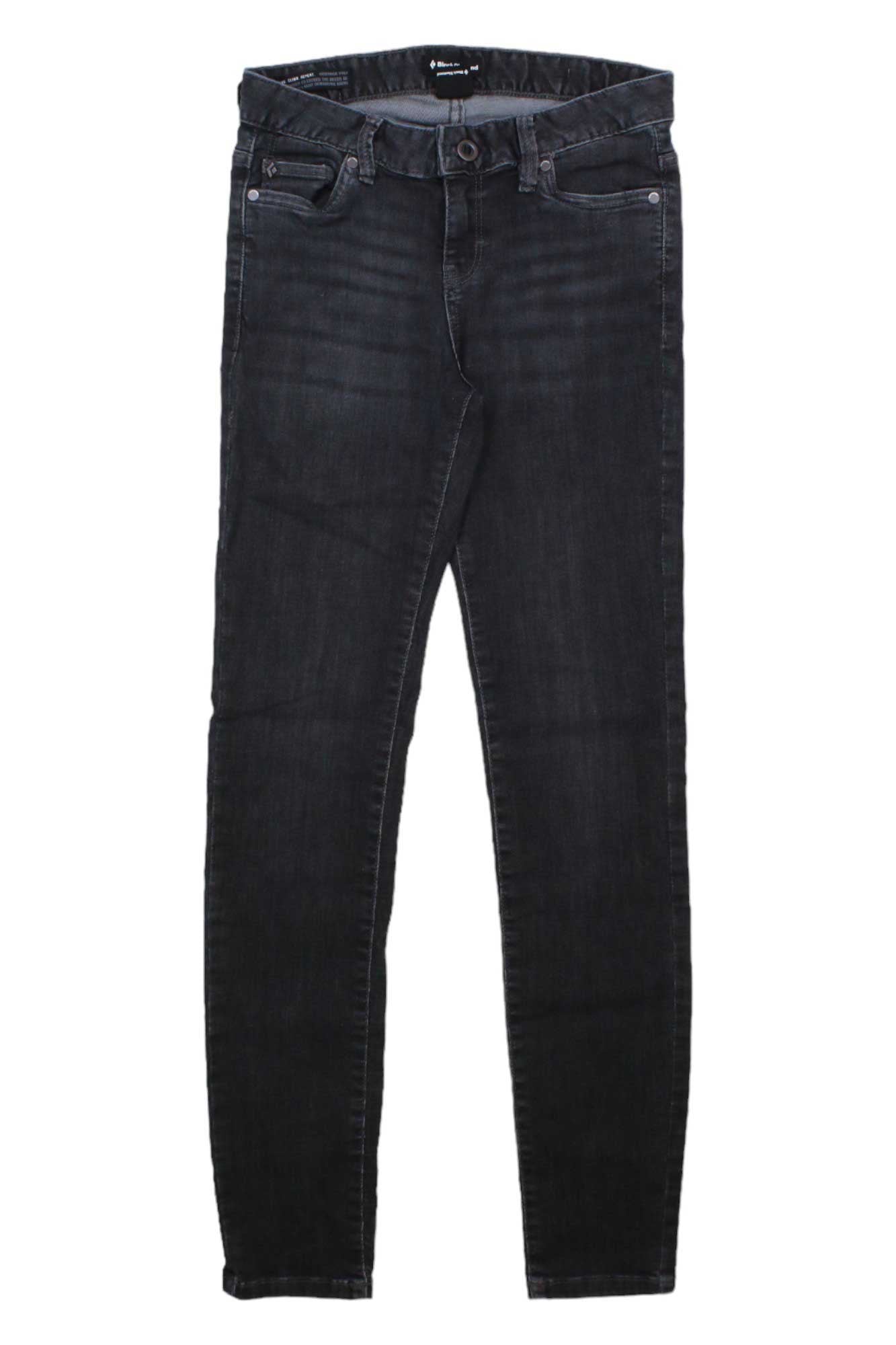 Women’s forged denim pants in dark indigo wash with front zip and five-pocket styling