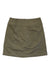 The Royal Robbins Womens Discovery III Skort is an olive green, knee-length travel skort with visible vertical stitching, a straight hem, and a simple, pocket-free design. Quick-drying fabric makes it perfect for on-the-go adventures.