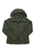 Olive green Black Diamond Womens Access Down Hoody with hood, long sleeves, and front zipper closure, displayed on a white background for stylish warmth.
