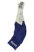 A pair of blue and white Rapha Mens Pro Team Bib Shorts II - Regular with a race-grade chamois, RAPHA in white on the blue leg, and white straps featuring black horizontal stripes at the top.