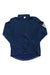 The Rapha Mens Classic Long Sleeve Jersey, shown flat on a white background, features long sleeves, a navy blue color, a front zipper, and a small white patch on the upper left sleeve—premium cycling apparel for style and comfort.