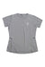 The Haglofs Womens L.I.M Tech Tee is a light gray short-sleeve hiking shirt with a round neckline and small white logo on the left chest. Made from smooth, lightweight recycled polyester with moisture-wicking properties.